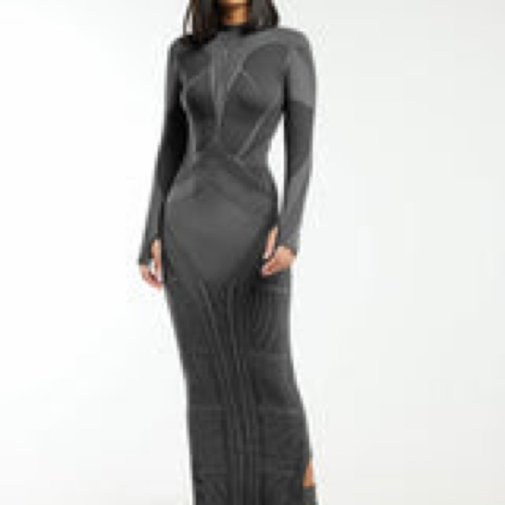 Chic Long Sleeve Gray Dress